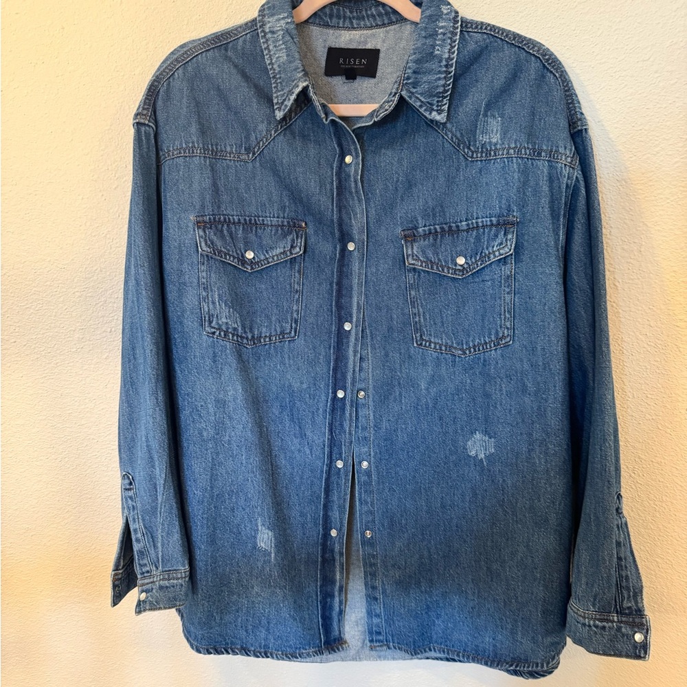 Risen Blue Jean Shacket for Women